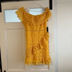 Yellow off the shoulder dress